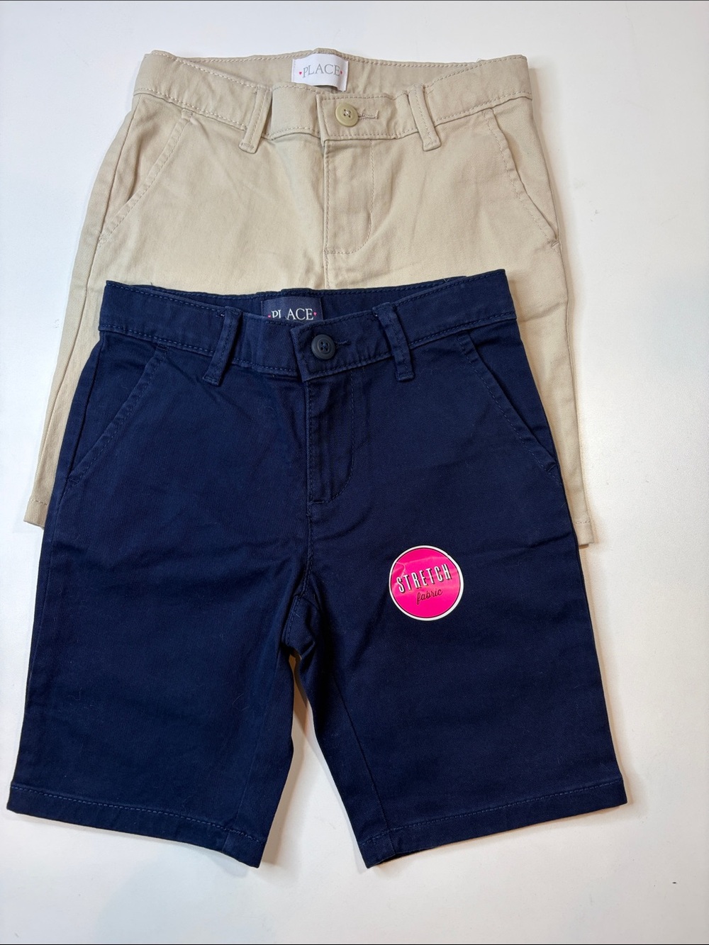The Children’s Place Girls Uniform Bermuda Shorts Size 6 Navy Khaki 2-Pair Lot